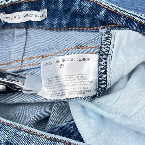 William Rast Super High Waist Ankle Skinny Jeans Raw Hem Denim Women's Junior 27 - Picture 5 of 13